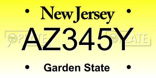 AZ345Y New Jersey License Plate
