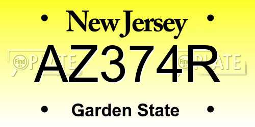 AZ374R New Jersey License Plate