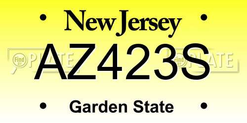 AZ423S New Jersey License Plate