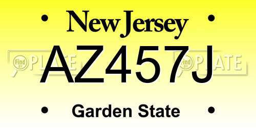 AZ457J New Jersey License Plate