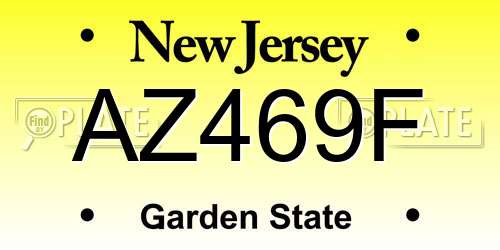 AZ469F New Jersey License Plate