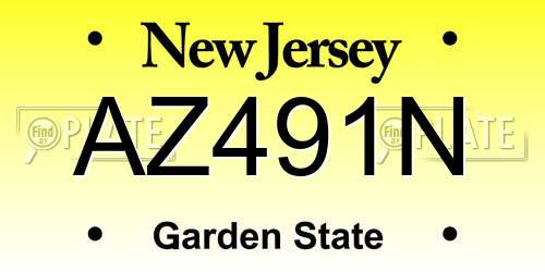 AZ491N New Jersey License Plate