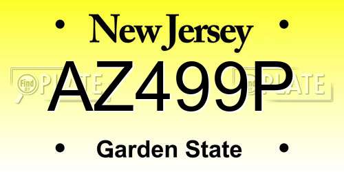 AZ499P New Jersey License Plate