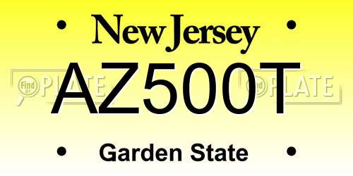 AZ500T New Jersey License Plate