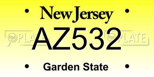 AZ532 New Jersey License Plate