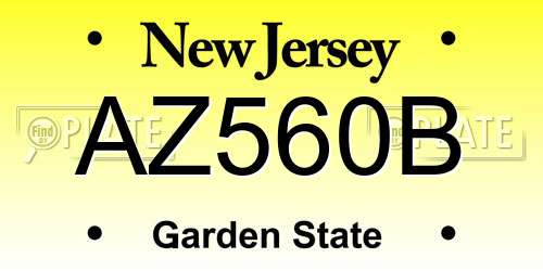 AZ560B New Jersey License Plate