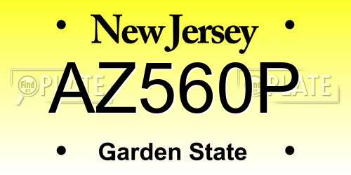 AZ560P New Jersey License Plate
