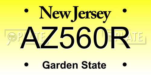 AZ560R New Jersey License Plate