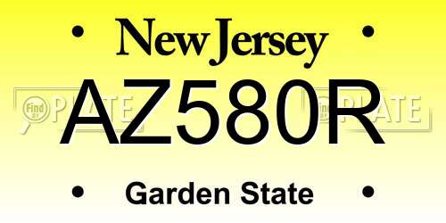 AZ580R New Jersey License Plate