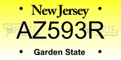 AZ593R New Jersey License Plate