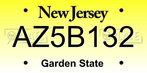 AZ5B132 New Jersey License Plate