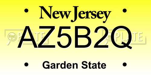 AZ5B2Q New Jersey License Plate