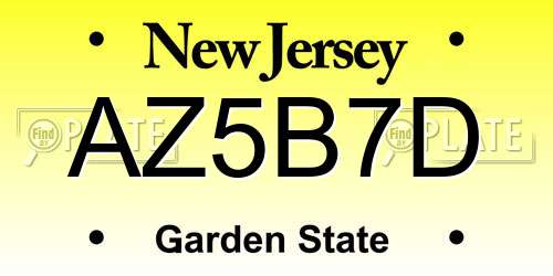 AZ5B7D New Jersey License Plate