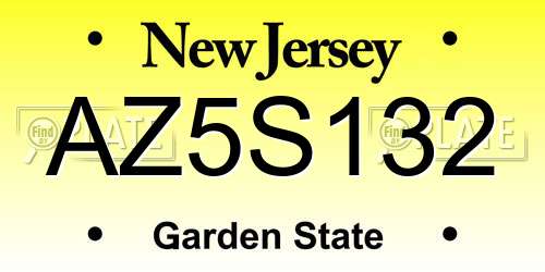 AZ5S132 New Jersey License Plate