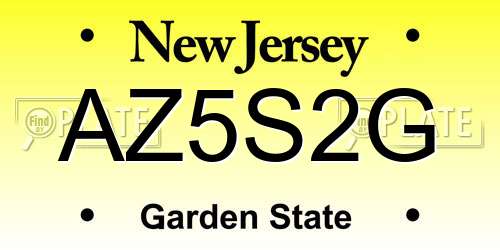 AZ5S2G New Jersey License Plate