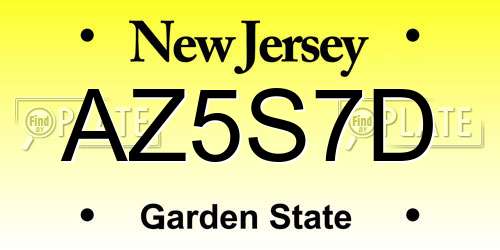 AZ5S7D New Jersey License Plate