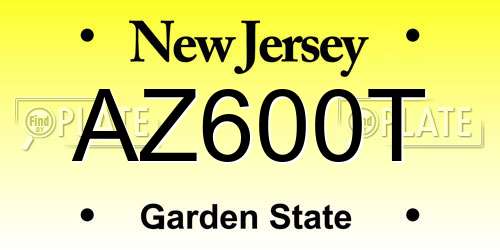 AZ600T New Jersey License Plate