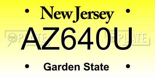 AZ640U New Jersey License Plate