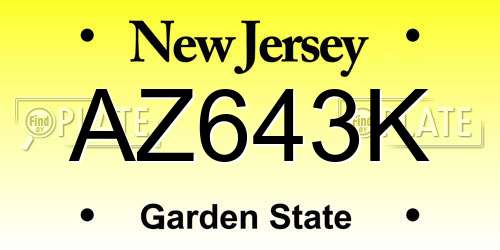 AZ643K New Jersey License Plate