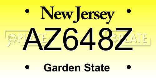 AZ648Z New Jersey License Plate