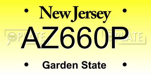 AZ660P New Jersey License Plate
