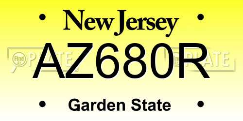 AZ680R New Jersey License Plate