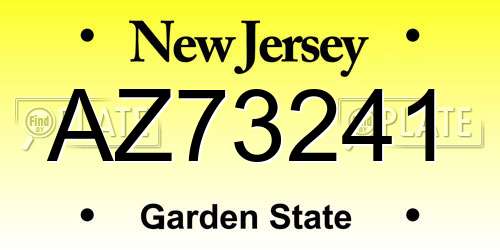 AZ73241 New Jersey License Plate