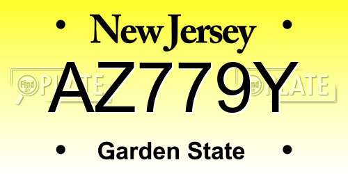 AZ779Y New Jersey License Plate