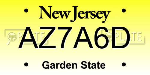 AZ7A6D New Jersey License Plate