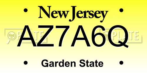 AZ7A6Q New Jersey License Plate