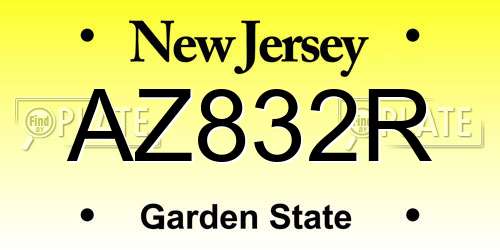 AZ832R New Jersey License Plate
