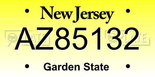 AZ85132 New Jersey License Plate