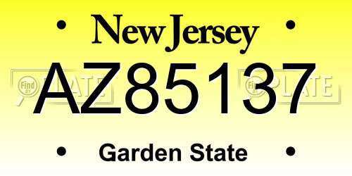 AZ85137 New Jersey License Plate