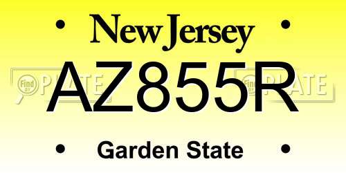 AZ855R New Jersey License Plate