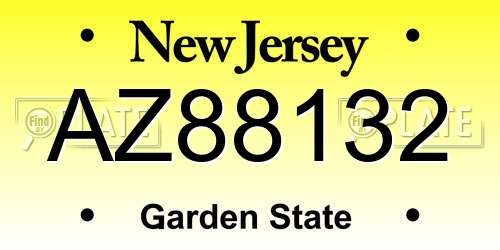 AZ88132 New Jersey License Plate