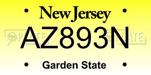 AZ893N New Jersey License Plate