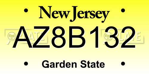 AZ8B132 New Jersey License Plate