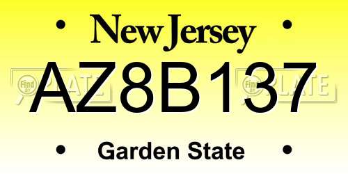 AZ8B137 New Jersey License Plate