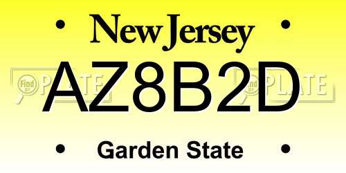 AZ8B2D New Jersey License Plate