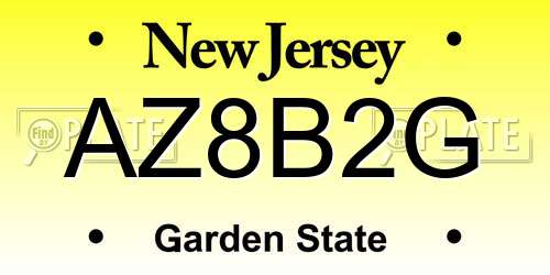 AZ8B2G New Jersey License Plate