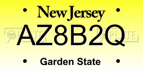 AZ8B2Q New Jersey License Plate