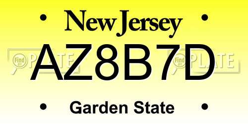AZ8B7D New Jersey License Plate