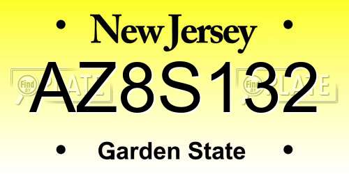 AZ8S132 New Jersey License Plate
