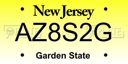 AZ8S2G New Jersey License Plate