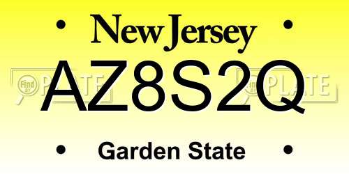 AZ8S2Q New Jersey License Plate
