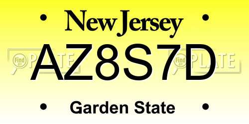 AZ8S7D New Jersey License Plate