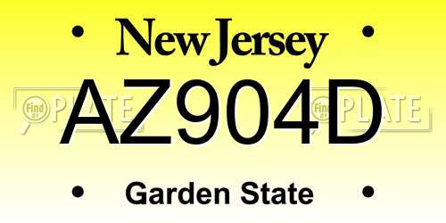 AZ904D New Jersey License Plate