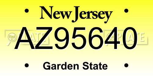 AZ95640 New Jersey License Plate