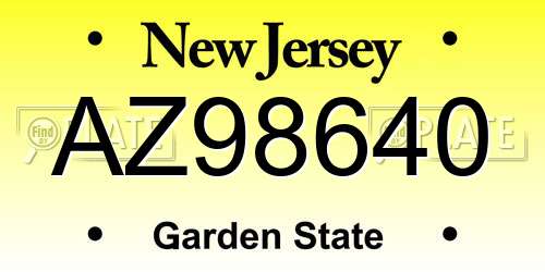 AZ98640 New Jersey License Plate