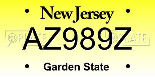 AZ989Z New Jersey License Plate